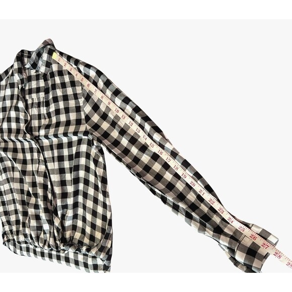 Madewell Buffalo Check Plaid Wrap Front Shirt Size Small Black White - Picture 13 of 13